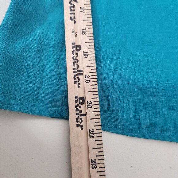 David N Top Womens Turquoise Linen Button Down Blouse Size Medium - Picture 8 of 12